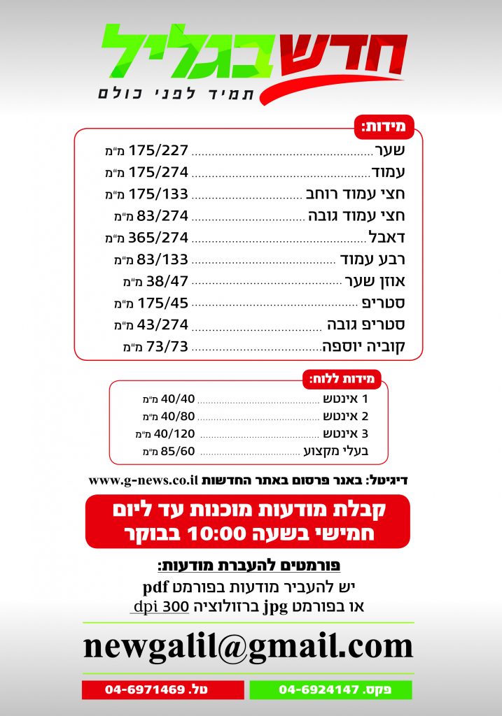 הוראות סגירה חדש בגליל
